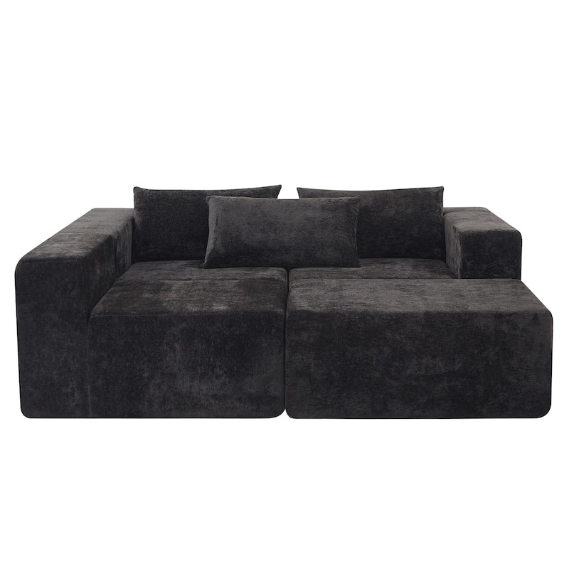 Christopher Knight Home - Adaline Modern Fabric Modular Sectional Sofa with Pillow Back and Ottoman