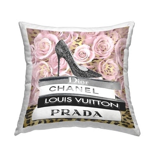 Stupell Industries Glam Fragrance Fashion Book Stack Black Zebra Print Decorative Printed Throw Pillow by Madeline Blake