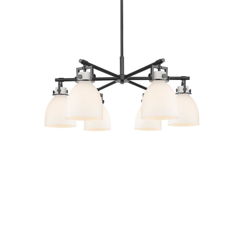 Innovations Lighting 411-6CR-16-26 Newton Bell Chandelier Newton Bell - Matte Black / White