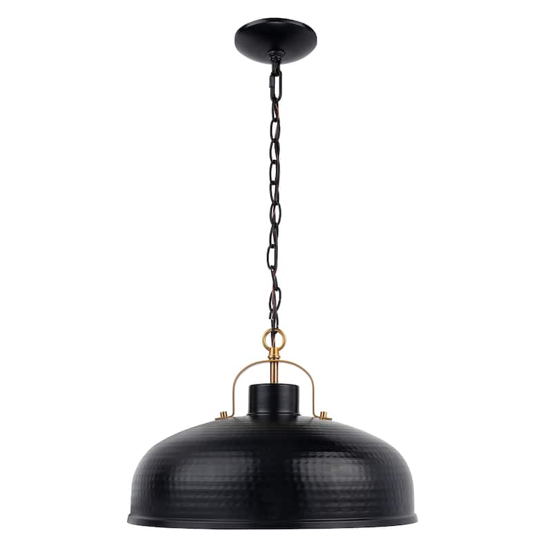 15.5" Industrial Black 1-Light Metal Pendant Light