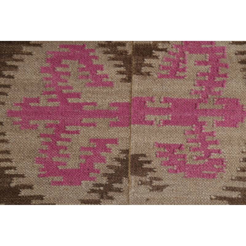 Geometric Kilim Oriental Area Rug Hand-Woven Wool Carpet - 6'0"x 8'10"