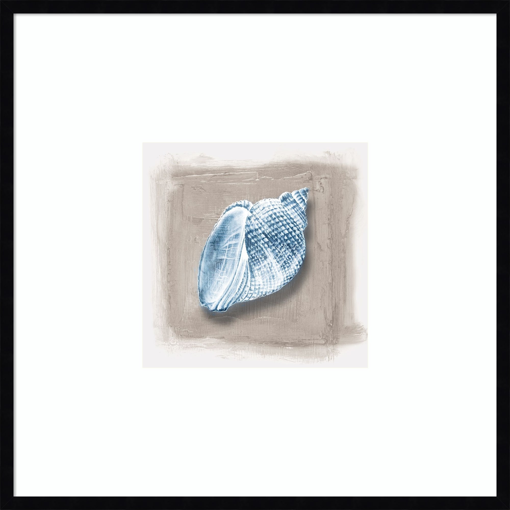 Blue Sea Life on Textured Canvas II by PI Studio Wood Framed Wall Art Print