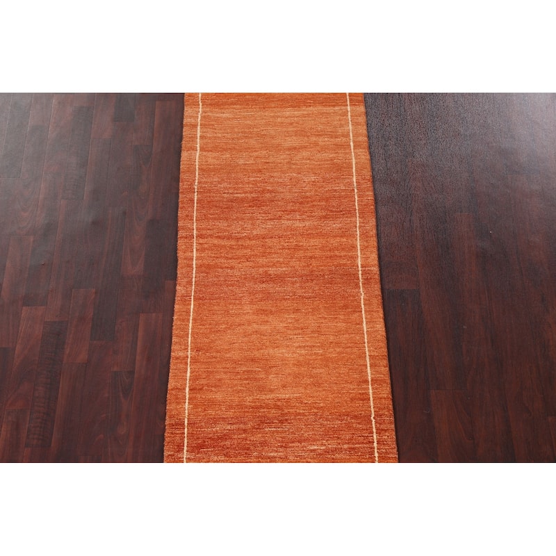 Bordered Gabbeh Kashkoli Oriental Runner Rug Hand-knotted Wool Carpet - 2'5" x 8'5"