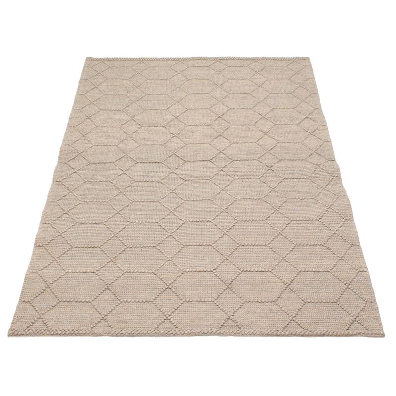 ECARPETGALLERY Braid weave Sienna Taupe Wool Rug - 5'0 x 7'11