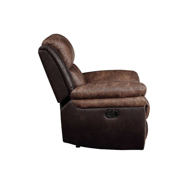 Microfiber Upholstered Recliner in Toffee and Espresso Finish