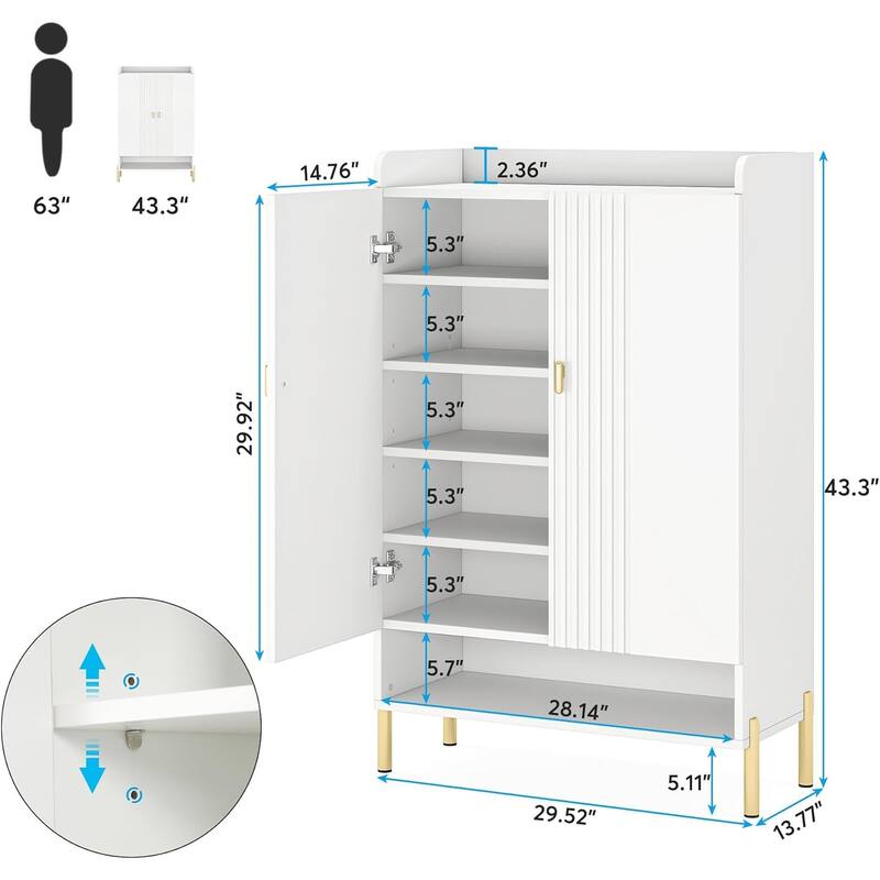 6-tier Slim Shoe Cabinet Storage Entryway for Entryway, Hallway