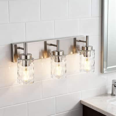 3-Light Vanity Light with Hammered Glass