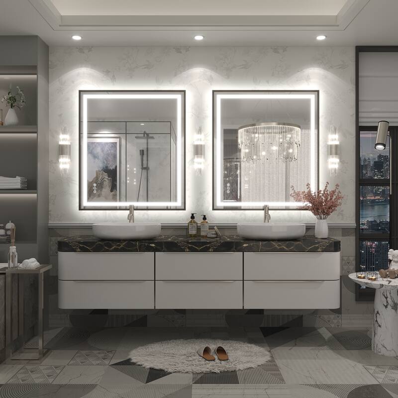 KIOTEE 24V Ultra-Bright LED Bathroom Mirror, Anti-Fog, Tempered Glass