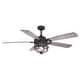 preview thumbnail 1 of 9, Barnes 54 in. Indoor Outdoor Ceiling Fan with Reversible Blades, Dimmable LED Light Kit and Remote, 3 Speeds, Clear Seeded Glass 54-in W x 18.75-in H x 54-in D - Matte Black and Rustic Oak