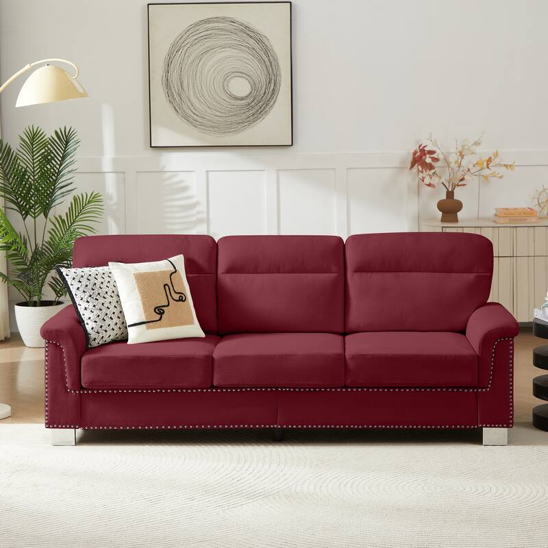 GDFStudio - Modern Snowfleece 3-Seater 82" Sofa with Rolled Arms
