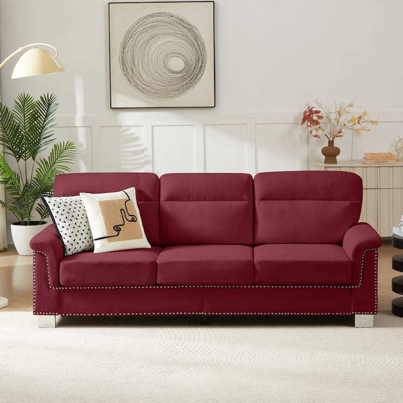 Modular Sectional Sofa, 102 Inch L Shaped Couch Set, 3-Seater Comfy Cloud Couches with Movable Ottoman, DIY Combination - Blue