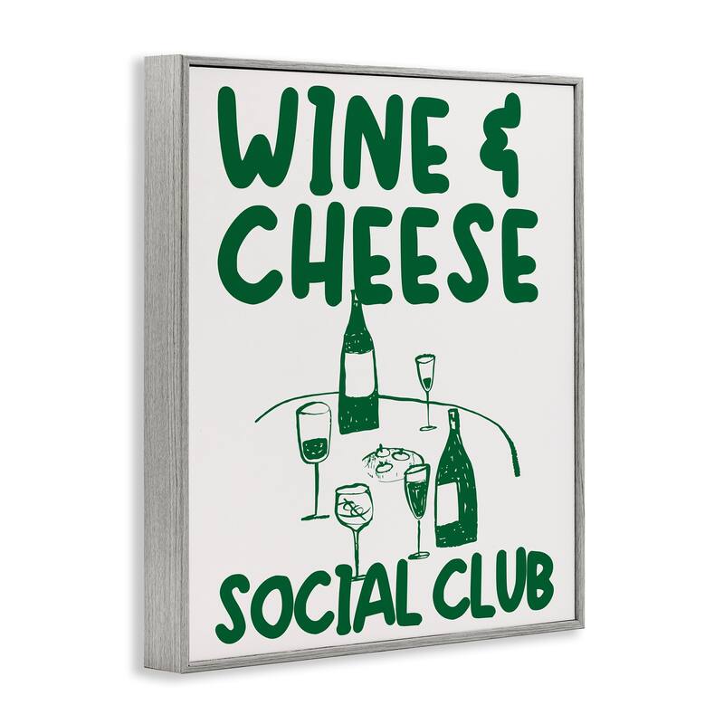 Stupell Wine & Cheese Social Club Framed Giclee Art Design By House of Lulu