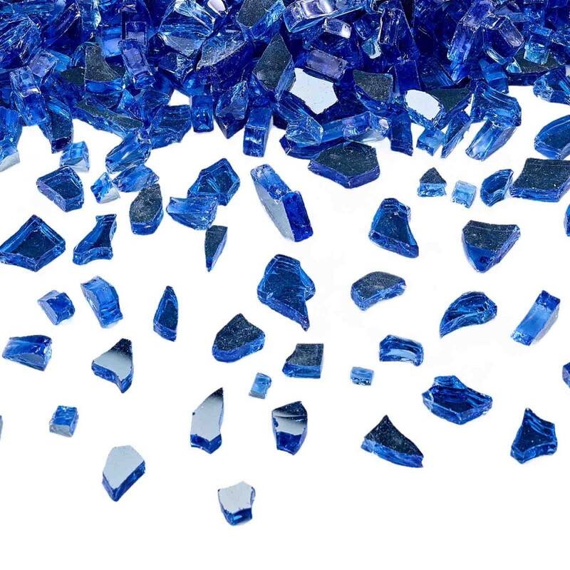 Cobalt Blue Tempered Crushed Fire Glass 10 lbs Heat Resistant - 1/4 inch