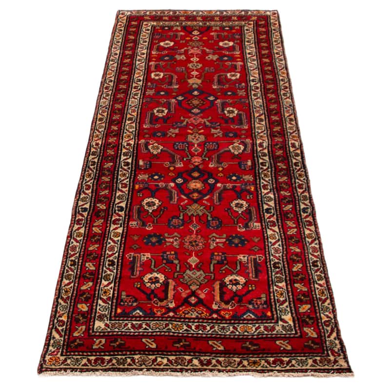 ECARPETGALLERY Hand-knotted Andelz Red Wool Rug - 3'3 x 9'6