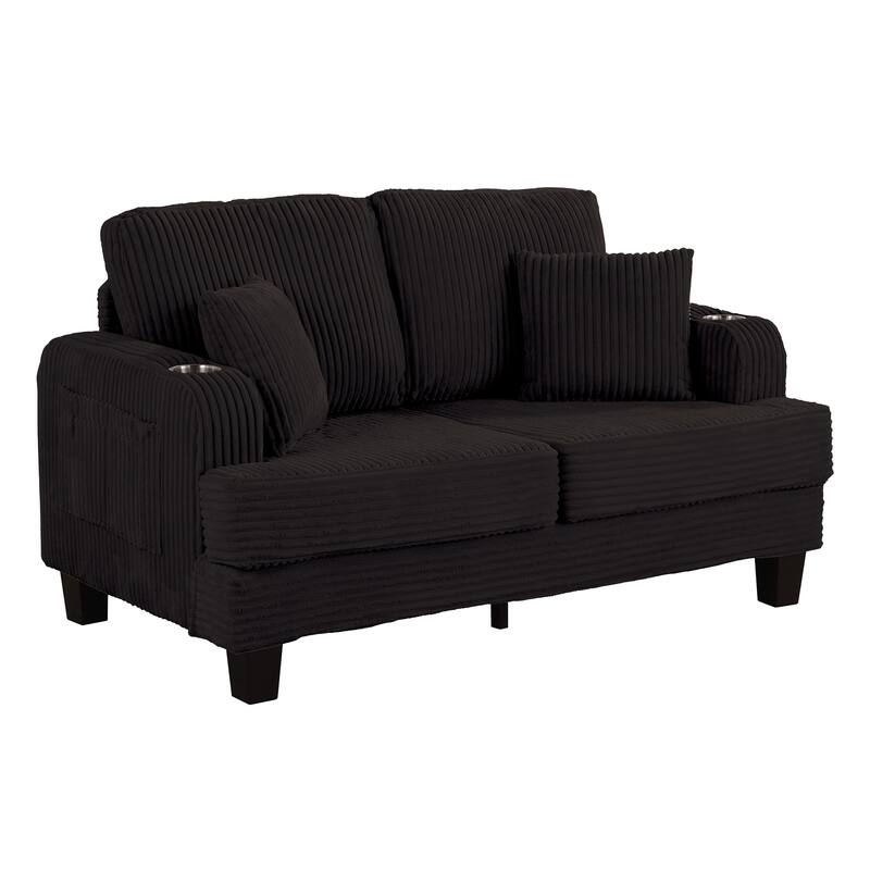 Modern Fabric 3-piece Sectional Sofa Set with Loveseat and Storage Ottoman