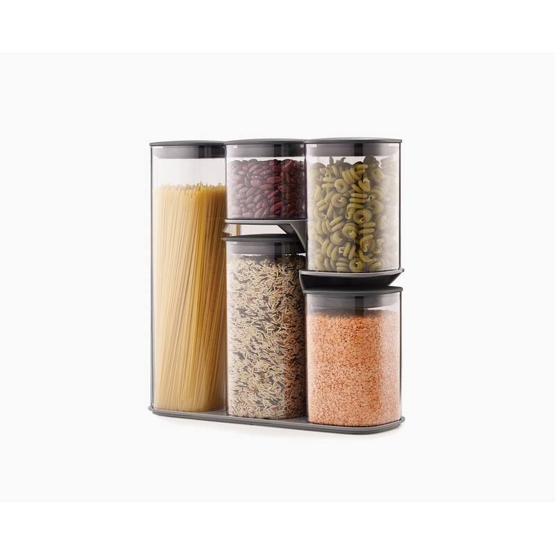 Joseph Joseph Podium 5-piece Storage Jar Set with Stand - Grey