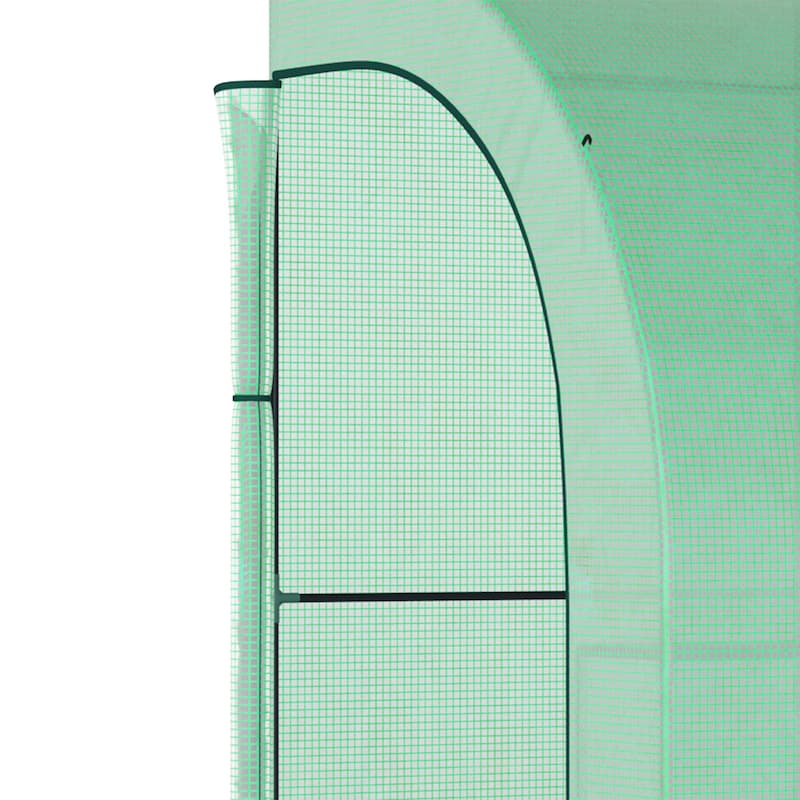 Outsunny 10' x 5' x 7' Outdoor Walk-In Greenhouse, Plant Nursery with Zippered Doors, PE Cover and 3-Tier Shelves