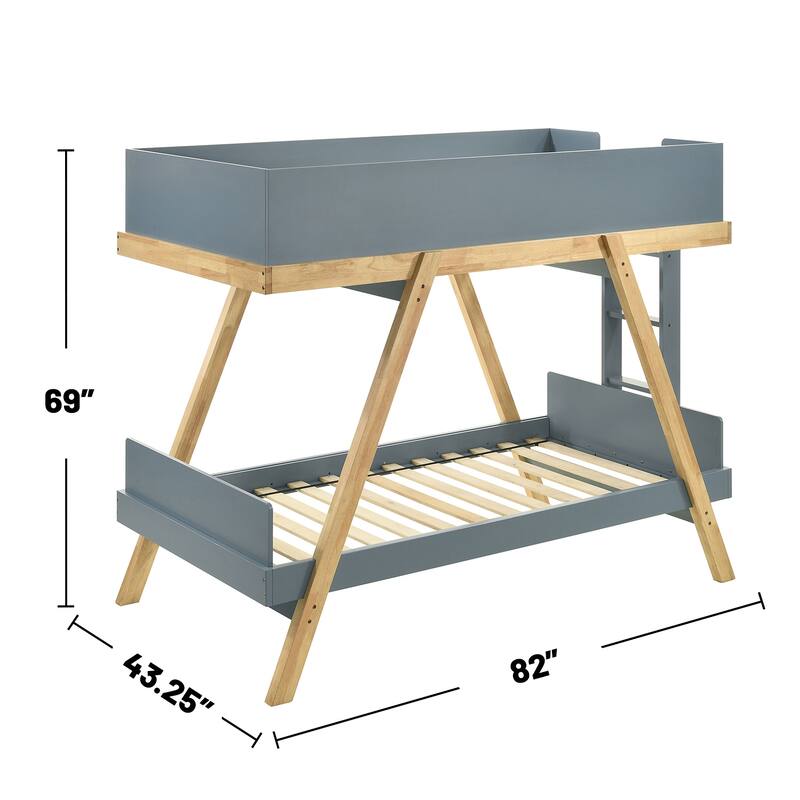 Wooden Twin Over Twin Bunk Bed