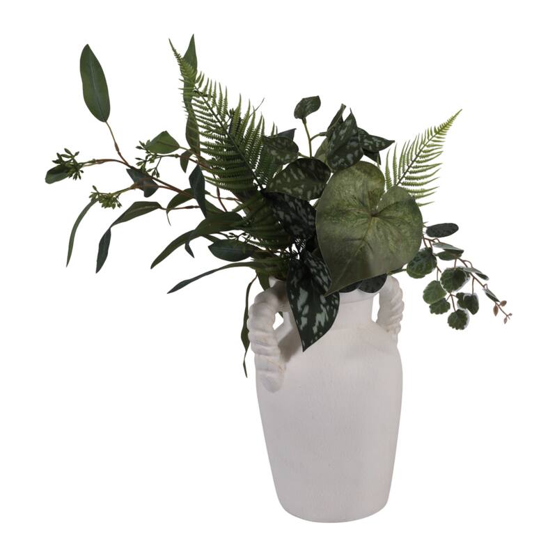 Decorative Textured Amphora Table Vase with Twisted Handles