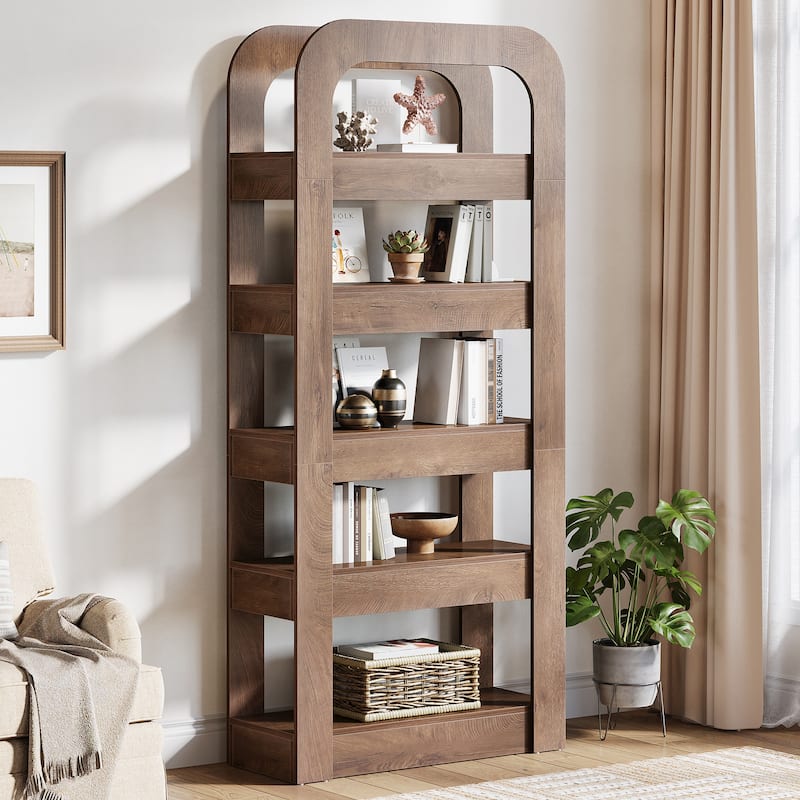 70.9 Inches Tall Bookshelf 5-Tier Bookcase for Home Office - 11.8" D x 31.5" W x 70.9" H - Brown