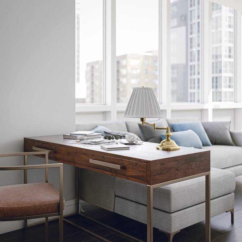 Kenroy Home Classic Swing Arm Desk Lamp - Polished Brass