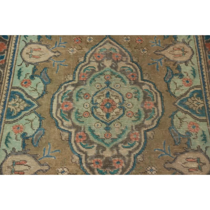 Hand Knotted Oriental 100% Wool Carpet Traditional Floral Brown Tabriz Area Rug - 4' 10'' X 3' 3''