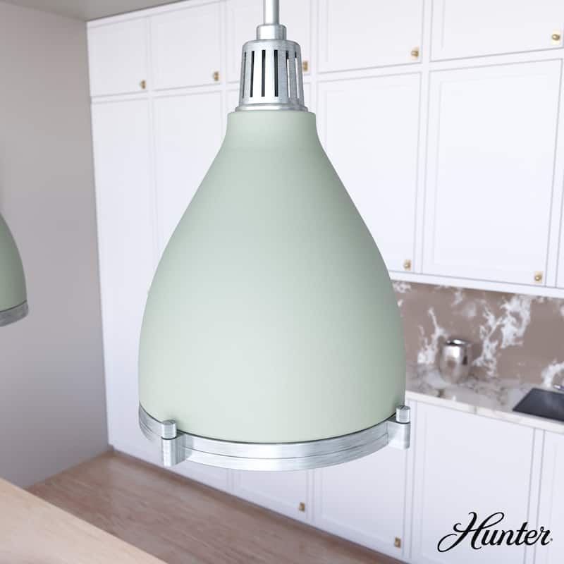 Hunter Bluff View Retro 16" 3-Light Pendant - Kitchen Island, Dining Room, Entry - Mid-Century Modern, Industrial, Transitional - Soft Sage