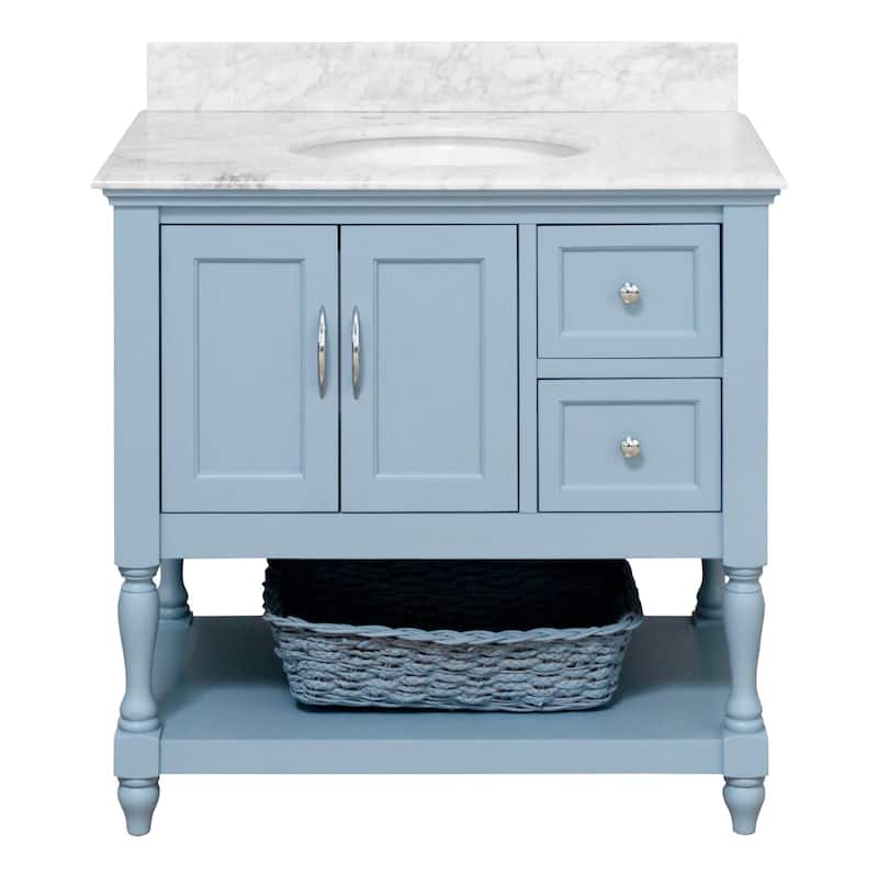 KitchenBathCollection Beverly 36" BathroomVanity w/ Carrara Marble Top