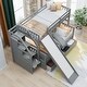preview thumbnail 2 of 22, Twin over Full Bunk Bed with Slide, Drawers, Storage Grids & Guardrails, Space-Saving Design, Interchangeable Ladder, Grey