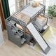 preview thumbnail 11 of 16, Twin over Full Bunk Bed with Storage Drawers, Slide, and Handrails Ladder