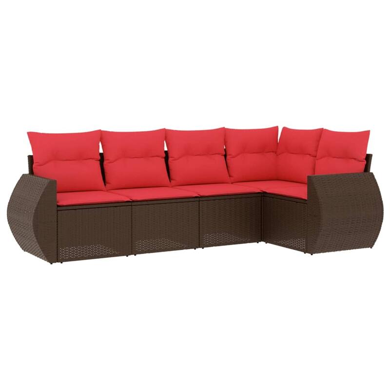 vidaXL Patio Sofa Set with Cushions Outdoor Conversation Furniture Poly Rattan - 24.4 x 24.4 x 27.2