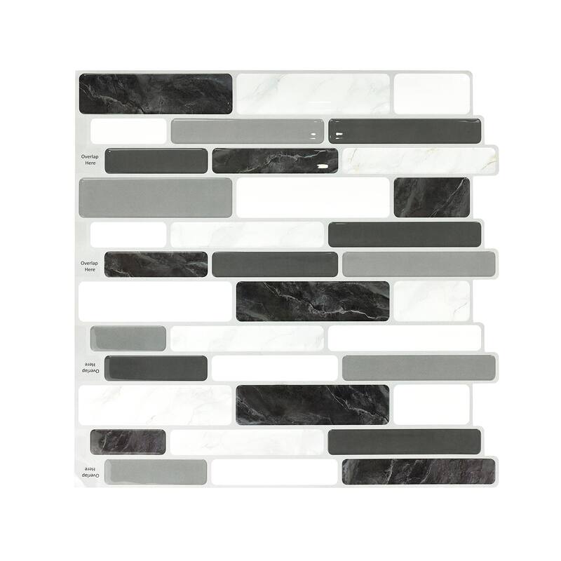 12"x12" Peel and Stick Backsplash Tile for Kitchen, Self Adhesive Wall Tiles Sticker, 10-Sheet - Gray Marble