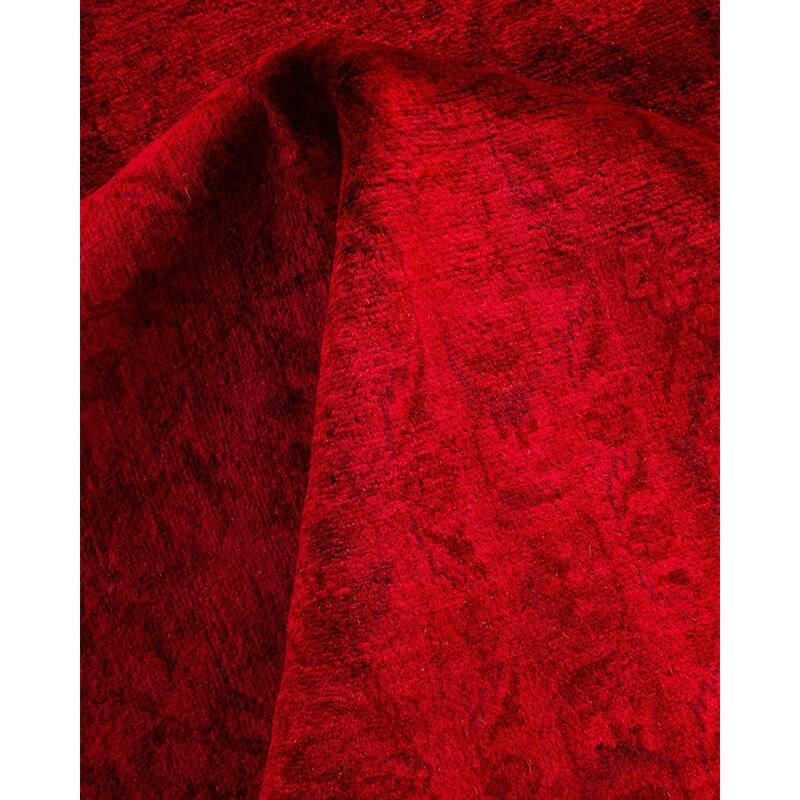 Overton Hand Knotted Wool Vintage Inspired Modern Contemporary Overdyed Pink Area Rug - 9' 0" x 12' 1"