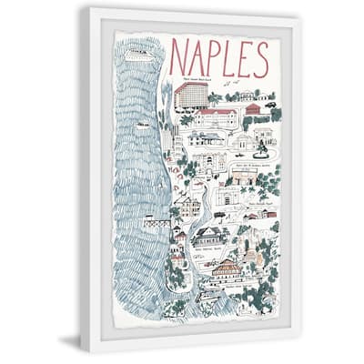 'Illustrated Map of Naples' Framed Painting Print
