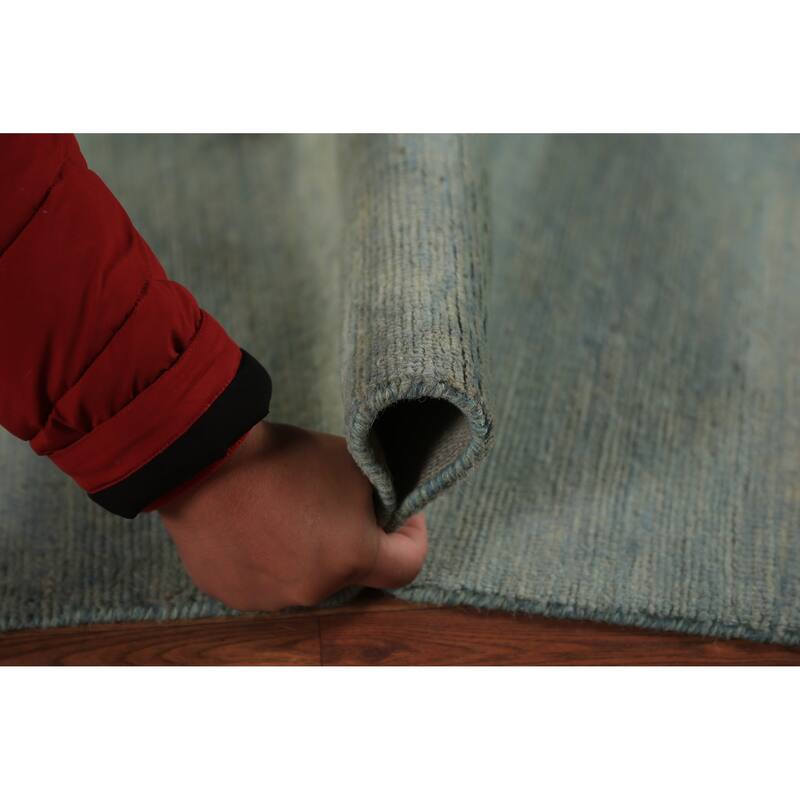 Light Green & Blue Modern Gabbeh Oriental Rug Handmade Wool Carpet - 4'8" x 6'4"