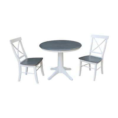 36" Round Top Pedestal Table With X-Back Chairs