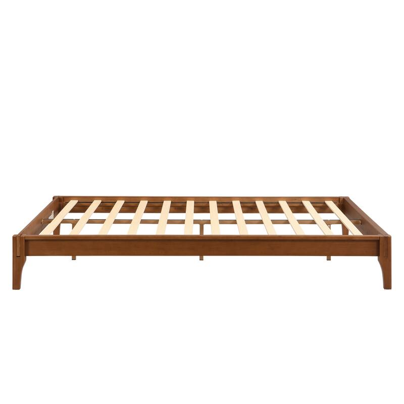 Bamboo Bed Frame Modern Platform Bed Wood Slat Support Low Profile Bed Open Frame with Under Bed Storage and Center Support Legs