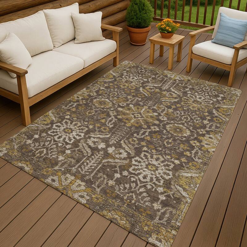 Machine Washable Indoor/ Outdoor Global Firestone Chantille Rug - Chocolate - 2'6" x 3'10"