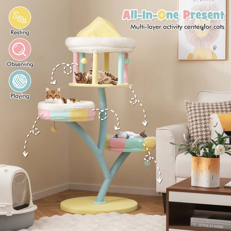 Costway Multi-Layer Cat Tree Cat Tower with Open Condo 2 Removable - See Details