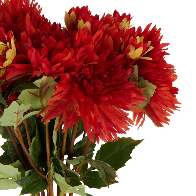 Red Polyester Tall Dahlia Artificial Flower Stem (Set of 8)