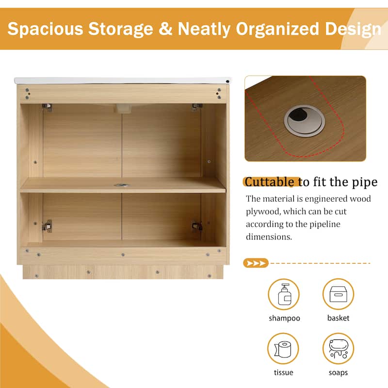 Malwee 36"/40" FreeStanding Bathroom Vanity with Sink, Floor Stand Bathroom Vanity with Soft Close Door and Adjustable Shelf