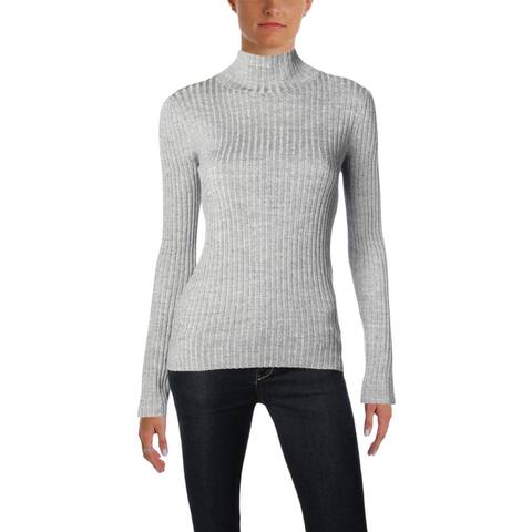 sweater turtleneck mock metallic sleeve taylor womens rebecca silver sweaters clothing