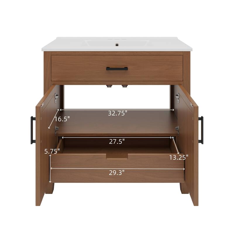 36"Freestanding Bathroom Vanity with Ceramic Sink