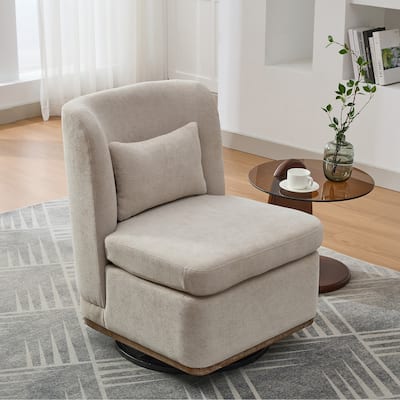 Chenille Armless Swivel Accent Chair