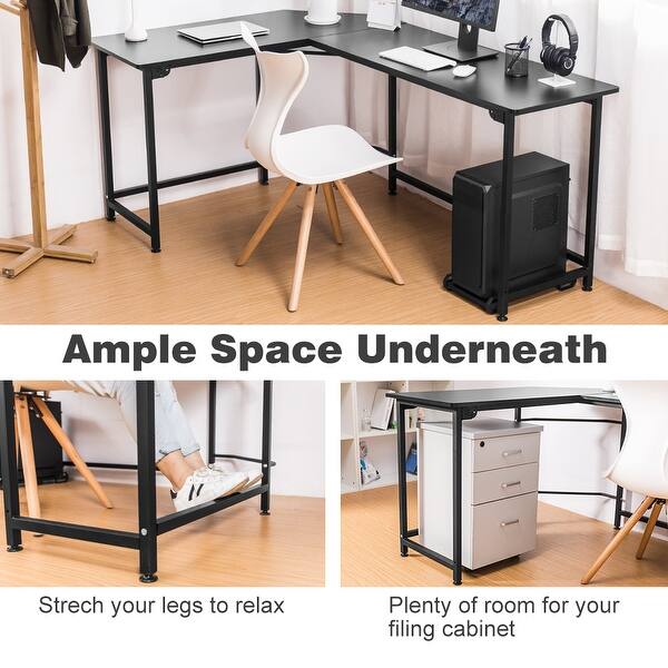 Shop Langria L Shaped Wood And Metal Computer Desk With Cpu Stand