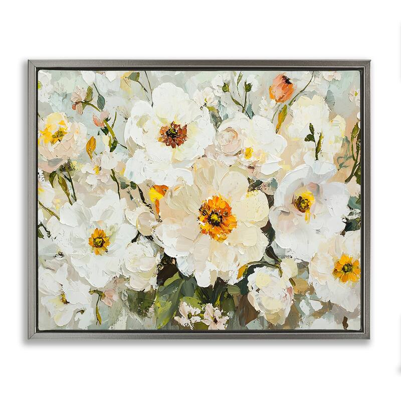 Stupell Porcelain Flowers Bundle Framed Floater Canvas Wall Art Design By Franklyn Gregory - 31 x 25 - Grey