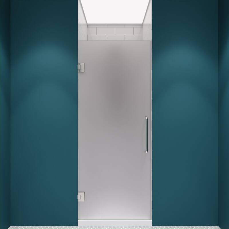 ANZZI Fellow 24" x 70" Frameless Hinged Shower Door in Brushed Nickel with Frosted Tempered Glass
