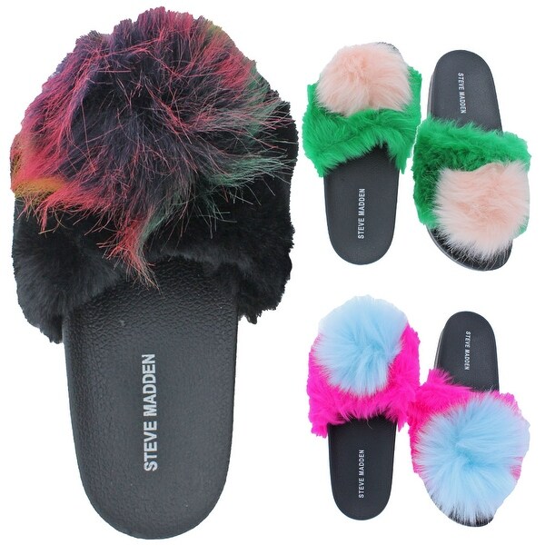 steve madden faux fur slides