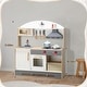 preview thumbnail 4 of 5, Wooden Play Kitchen with Toy Kitchen Sink, Oven, Microwave & Cooking Set Accessories