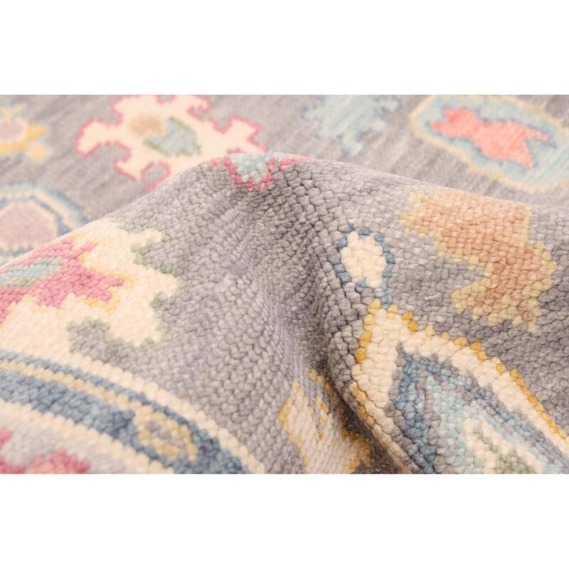 ECARPETGALLERY Hand-knotted Modern Oushak Dark Grey Wool Rug - 3'6 x 5'7